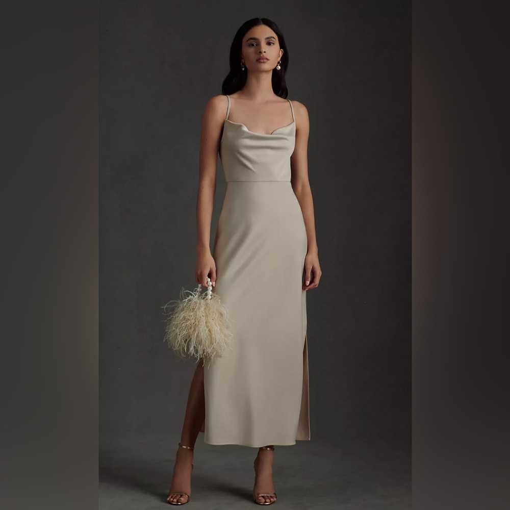 Anthropologie Cali Satin Midi Slip Dress